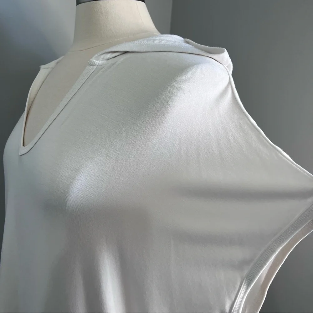 Liz Claiborne Weekend XL White Hooded Cap Sleeve Hi-Low Hem Top